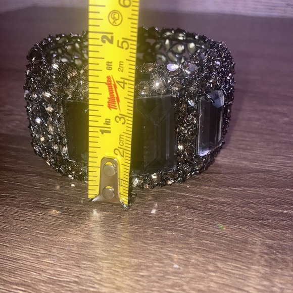 Alexis Bittar Bangle Cuff Bracelet with High Quality Crystals  Gun Metal Shade - Picture 7 of 14